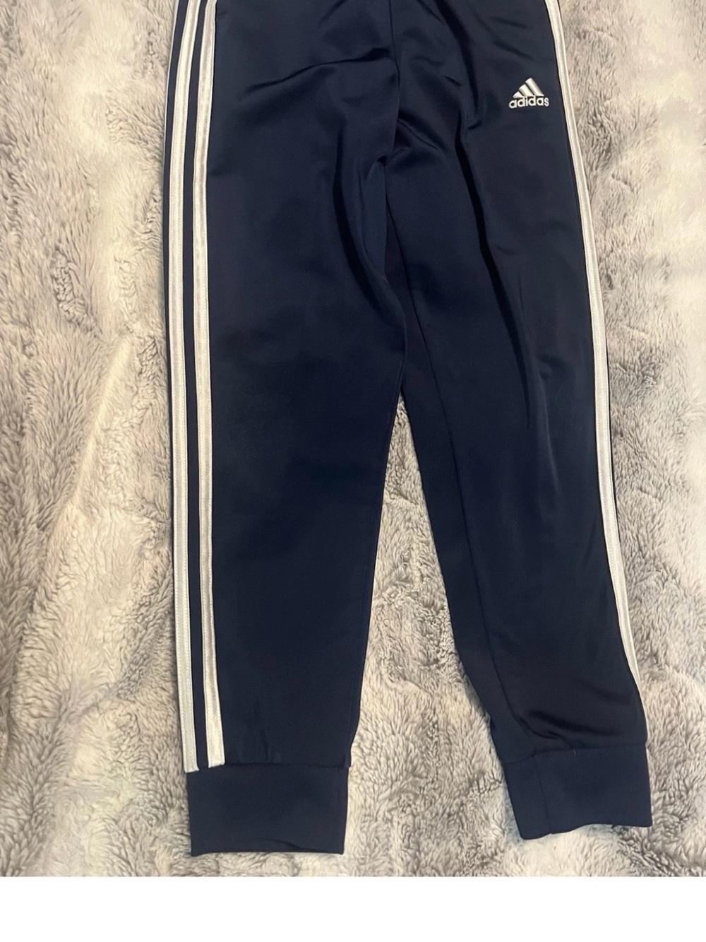 adidas Navy Jogger Track Pants with White Stripes